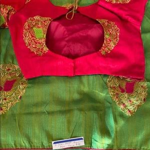 New Indian raw silk saree  sari with blouse